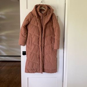 Abercrombie & Fitch ultra puffer in terracotta, size petite medium